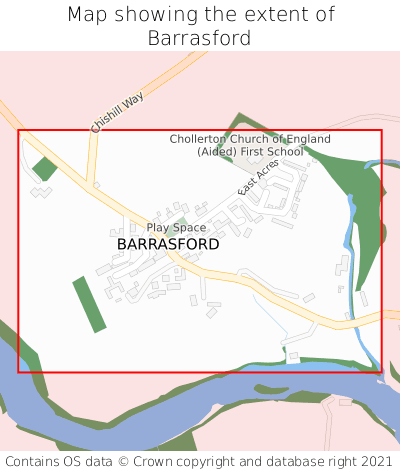 Map showing extent of Barrasford as bounding box