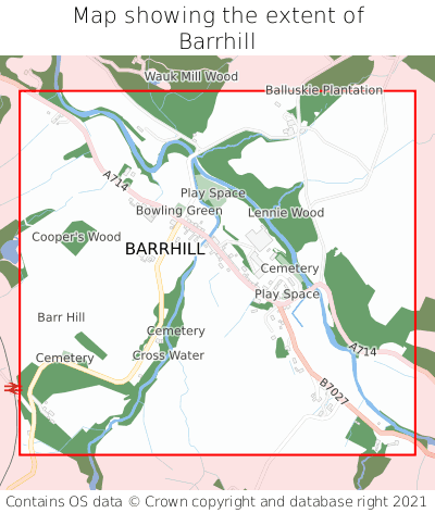 Map showing extent of Barrhill as bounding box