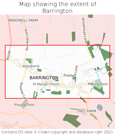 Map showing extent of Barrington as bounding box
