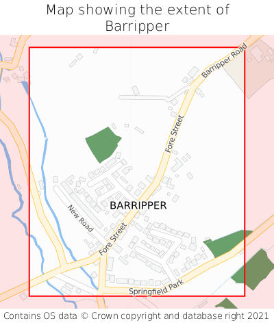 Map showing extent of Barripper as bounding box