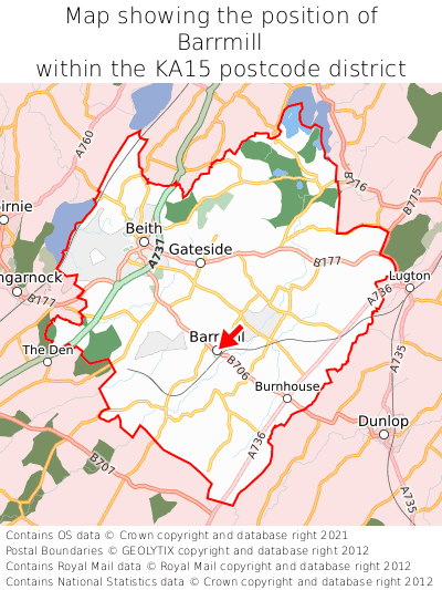 Map showing location of Barrmill within KA15