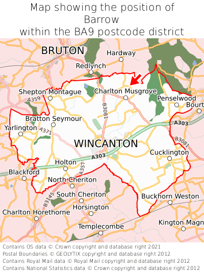 Map showing location of Barrow within BA9