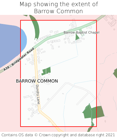 Map showing extent of Barrow Common as bounding box