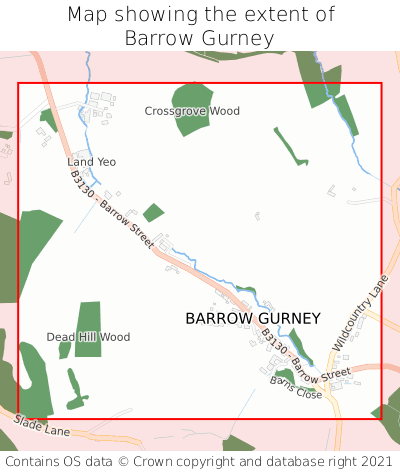 Map showing extent of Barrow Gurney as bounding box