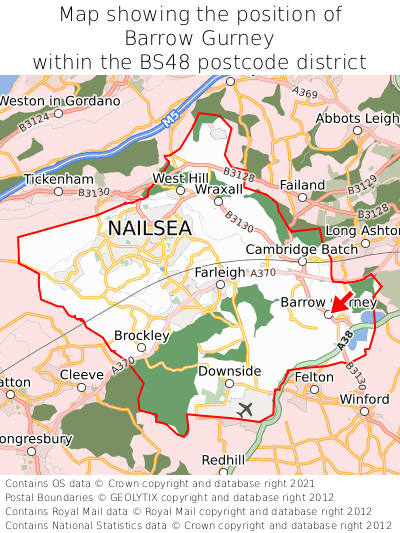 Map showing location of Barrow Gurney within BS48