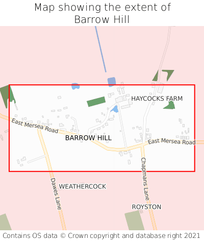 Map showing extent of Barrow Hill as bounding box