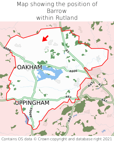 Map showing location of Barrow within Rutland