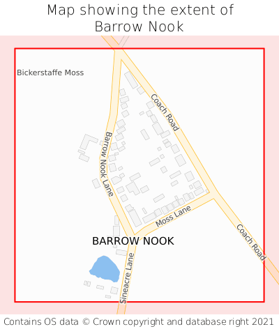 Map showing extent of Barrow Nook as bounding box