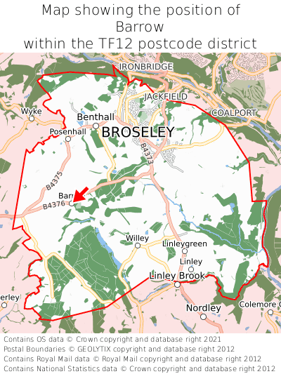 Map showing location of Barrow within TF12