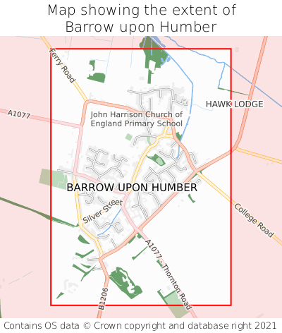 Map showing extent of Barrow upon Humber as bounding box