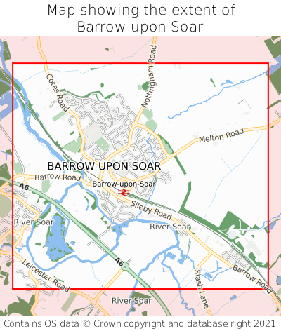 Map showing extent of Barrow upon Soar as bounding box