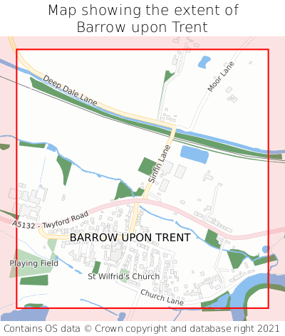 Map showing extent of Barrow upon Trent as bounding box