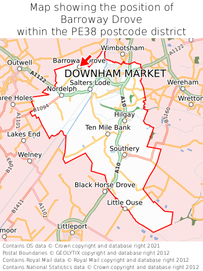 Map showing location of Barroway Drove within PE38