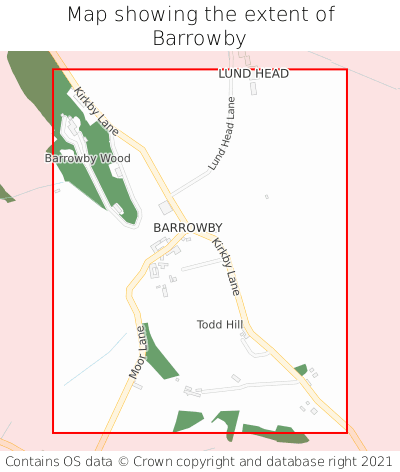 Map showing extent of Barrowby as bounding box