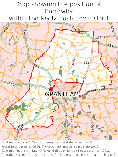 Map showing location of Barrowby within NG32