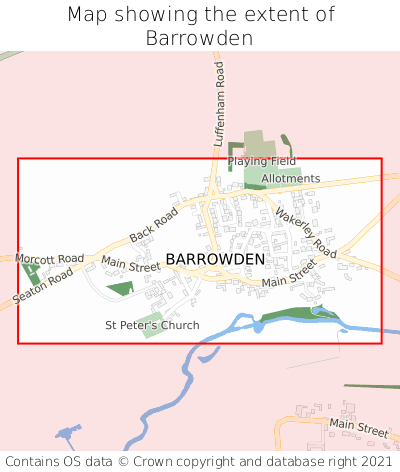 Map showing extent of Barrowden as bounding box