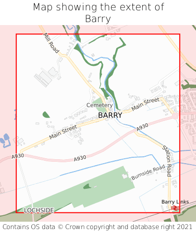 Map showing extent of Barry as bounding box