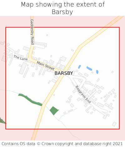 Map showing extent of Barsby as bounding box