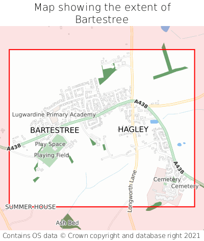 Map showing extent of Bartestree as bounding box