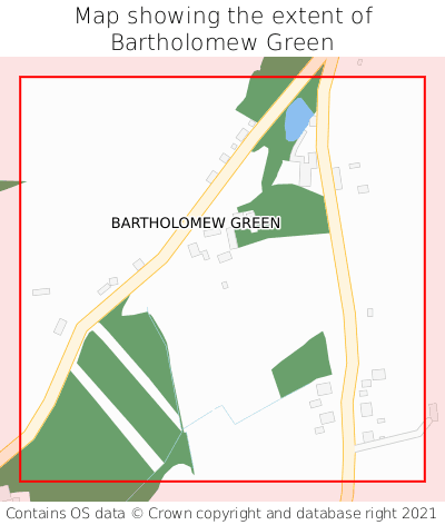 Map showing extent of Bartholomew Green as bounding box