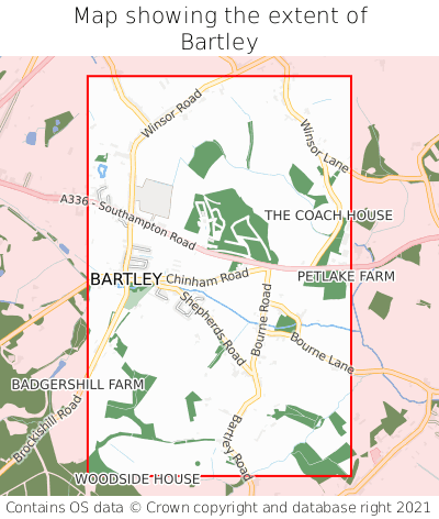 Map showing extent of Bartley as bounding box