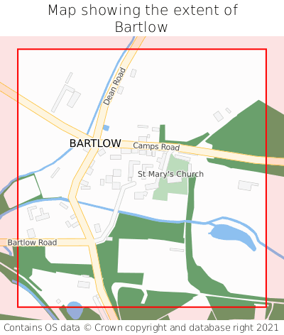 Map showing extent of Bartlow as bounding box
