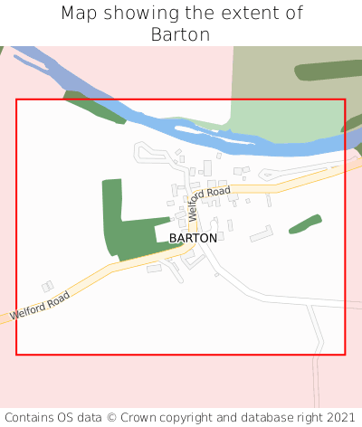 Map showing extent of Barton as bounding box
