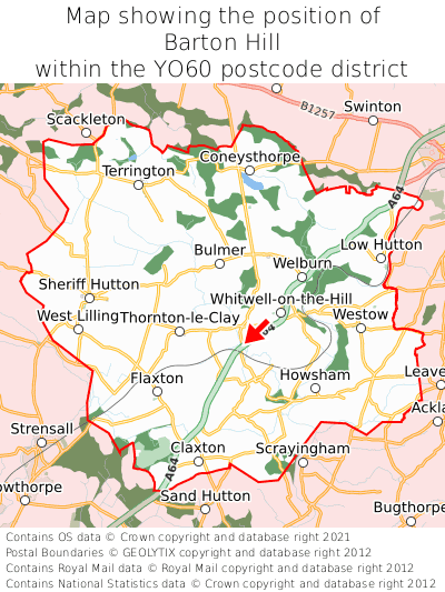 Map showing location of Barton Hill within YO60