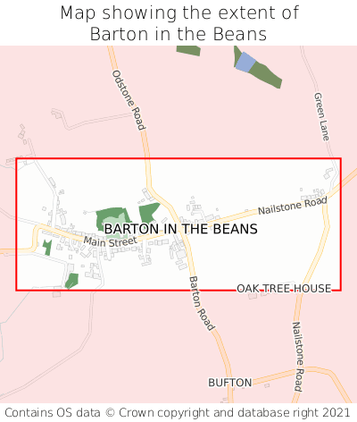 Map showing extent of Barton in the Beans as bounding box