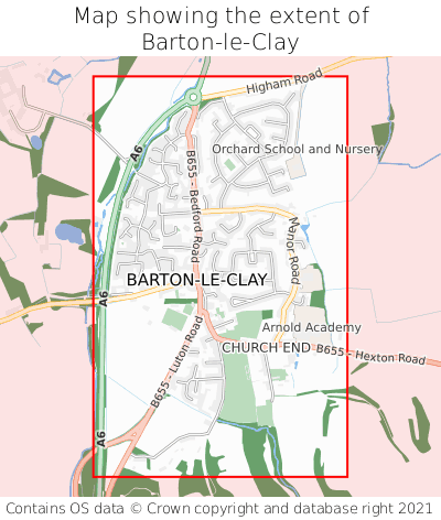 Map showing extent of Barton-le-Clay as bounding box