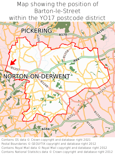 Map showing location of Barton-le-Street within YO17