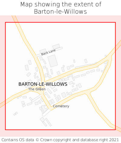 Map showing extent of Barton-le-Willows as bounding box