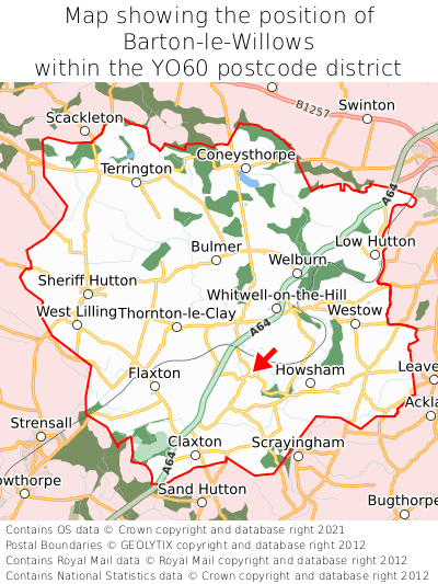 Map showing location of Barton-le-Willows within YO60