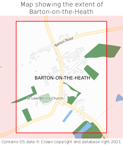 Map showing extent of Barton-on-the-Heath as bounding box