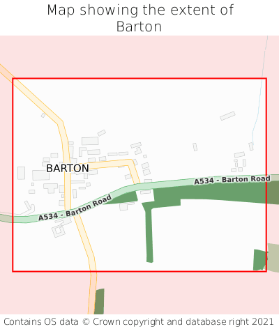 Map showing extent of Barton as bounding box