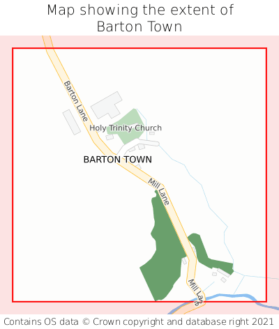 Map showing extent of Barton Town as bounding box