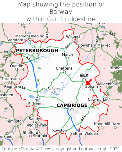 Map showing location of Barway within Cambridgeshire