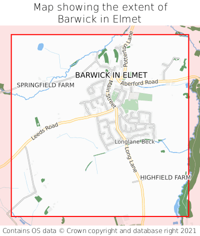 Map showing extent of Barwick in Elmet as bounding box