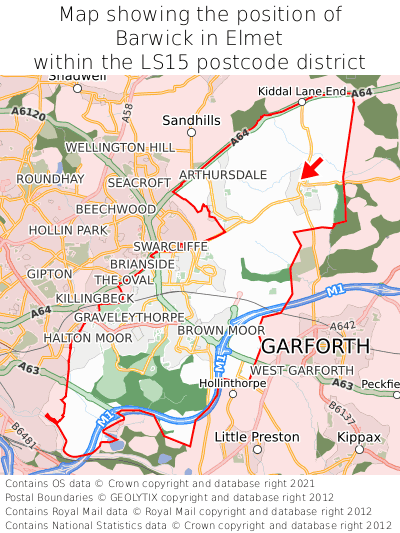 Map showing location of Barwick in Elmet within LS15