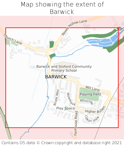 Map showing extent of Barwick as bounding box