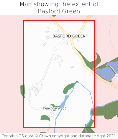 Map showing extent of Basford Green as bounding box