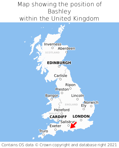 Map showing location of Bashley within the UK
