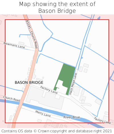 Map showing extent of Bason Bridge as bounding box