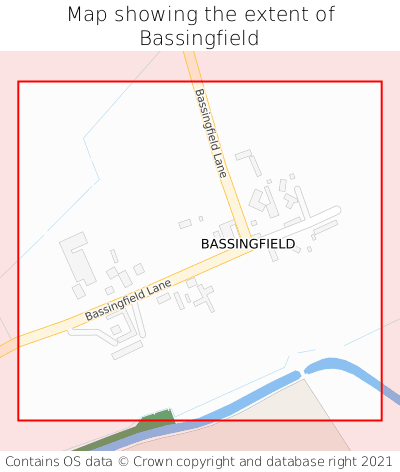 Map showing extent of Bassingfield as bounding box