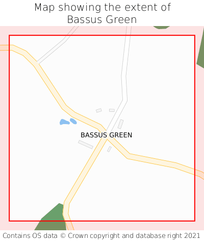 Map showing extent of Bassus Green as bounding box