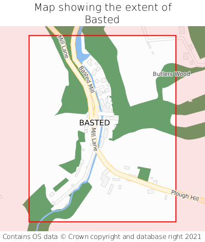 Map showing extent of Basted as bounding box