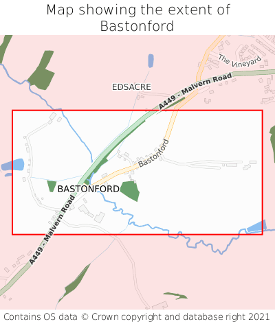 Map showing extent of Bastonford as bounding box