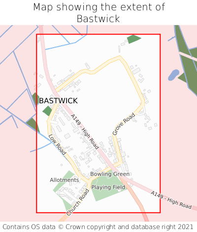 Map showing extent of Bastwick as bounding box