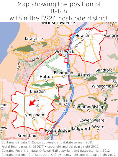 Map showing location of Batch within BS24