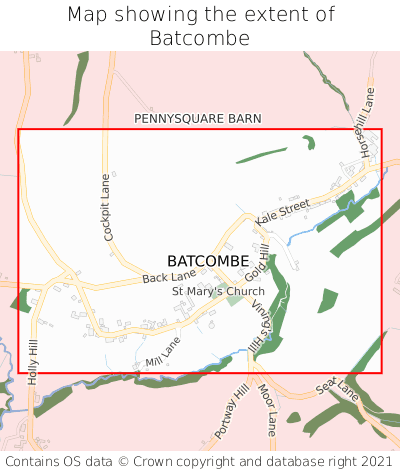 Map showing extent of Batcombe as bounding box